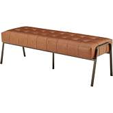 Venturi Bench in Tufted Vintage Cider Leatherette & Metal